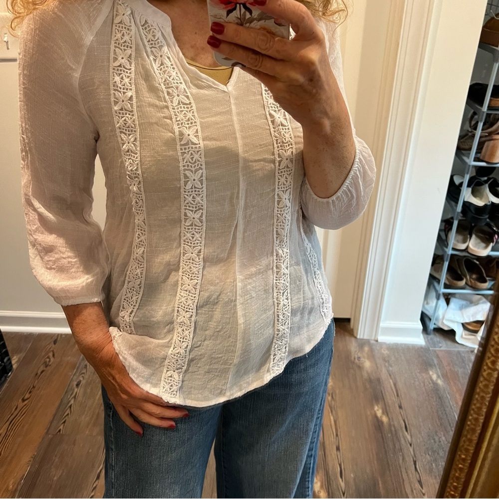 White counterparts three-quarter sleeve gauze style blouse size small - Picture 8 of 10